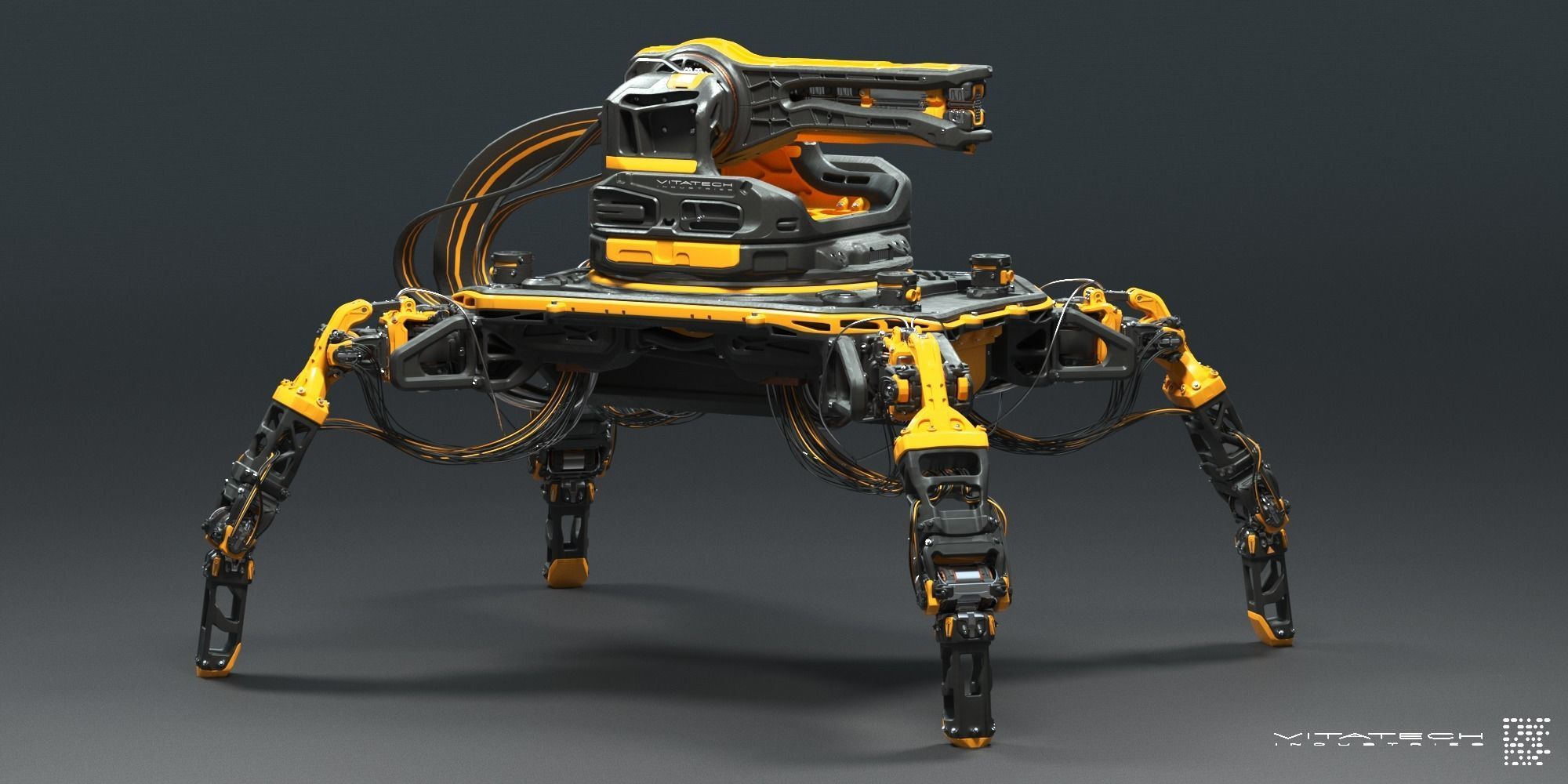 Sci-fi Turret robot 3D model_2