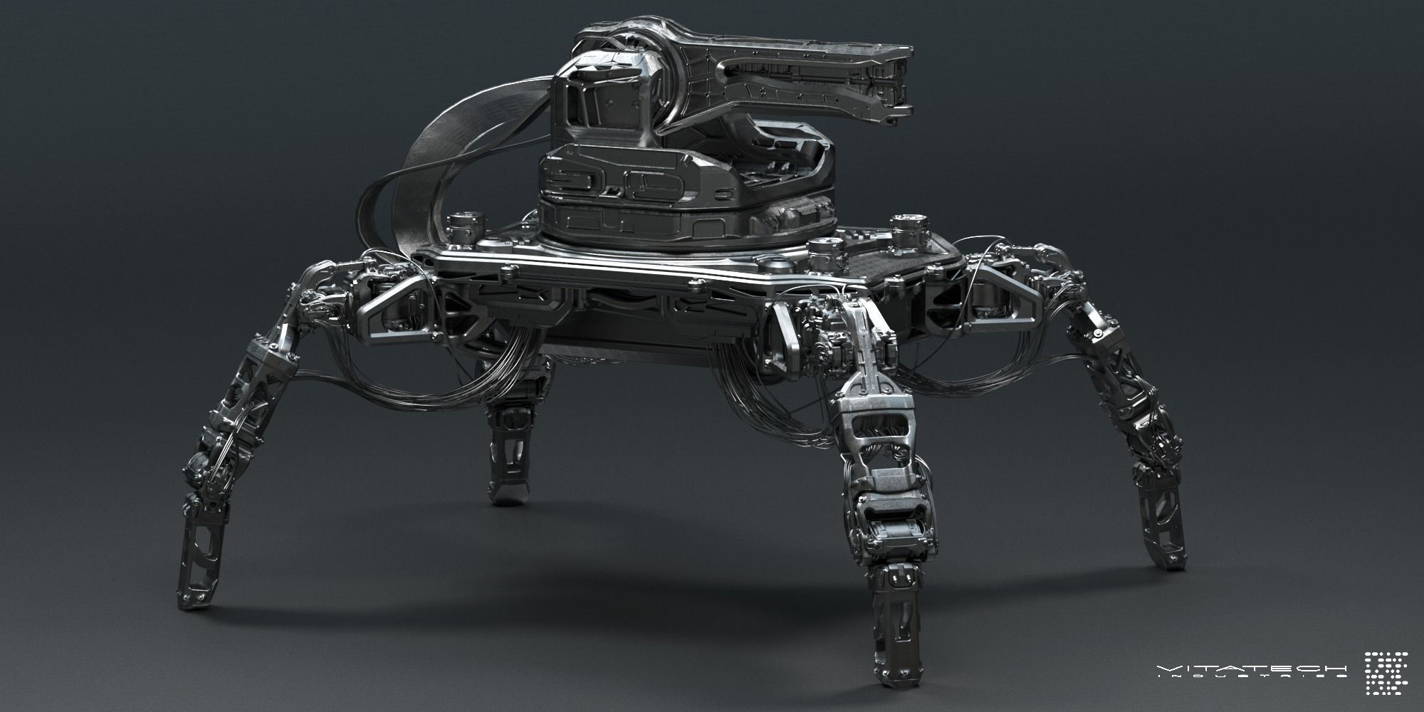 Sci-fi Turret robot 3D model_8
