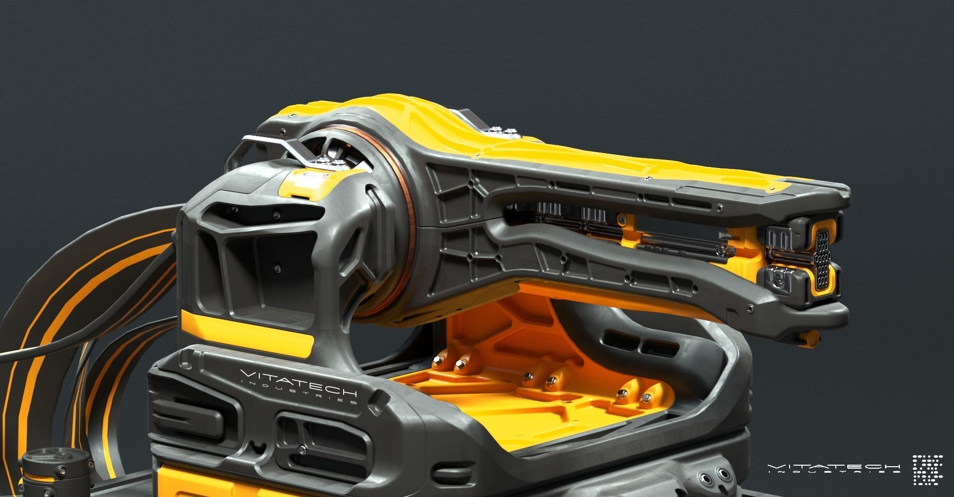 Sci-fi Turret robot 3D model_6