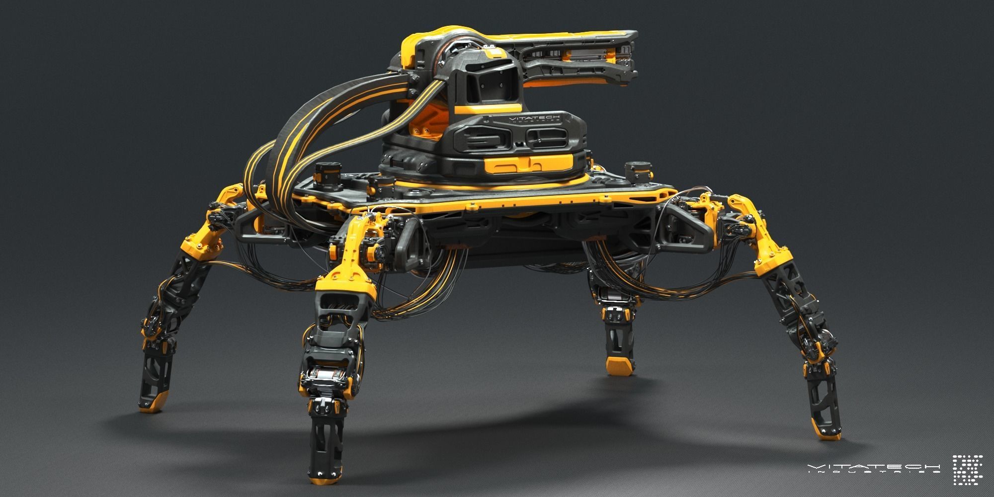 Sci-fi Turret robot 3D model_3