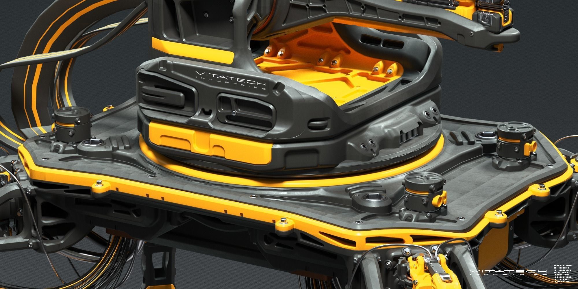 Sci-fi Turret robot 3D model_4