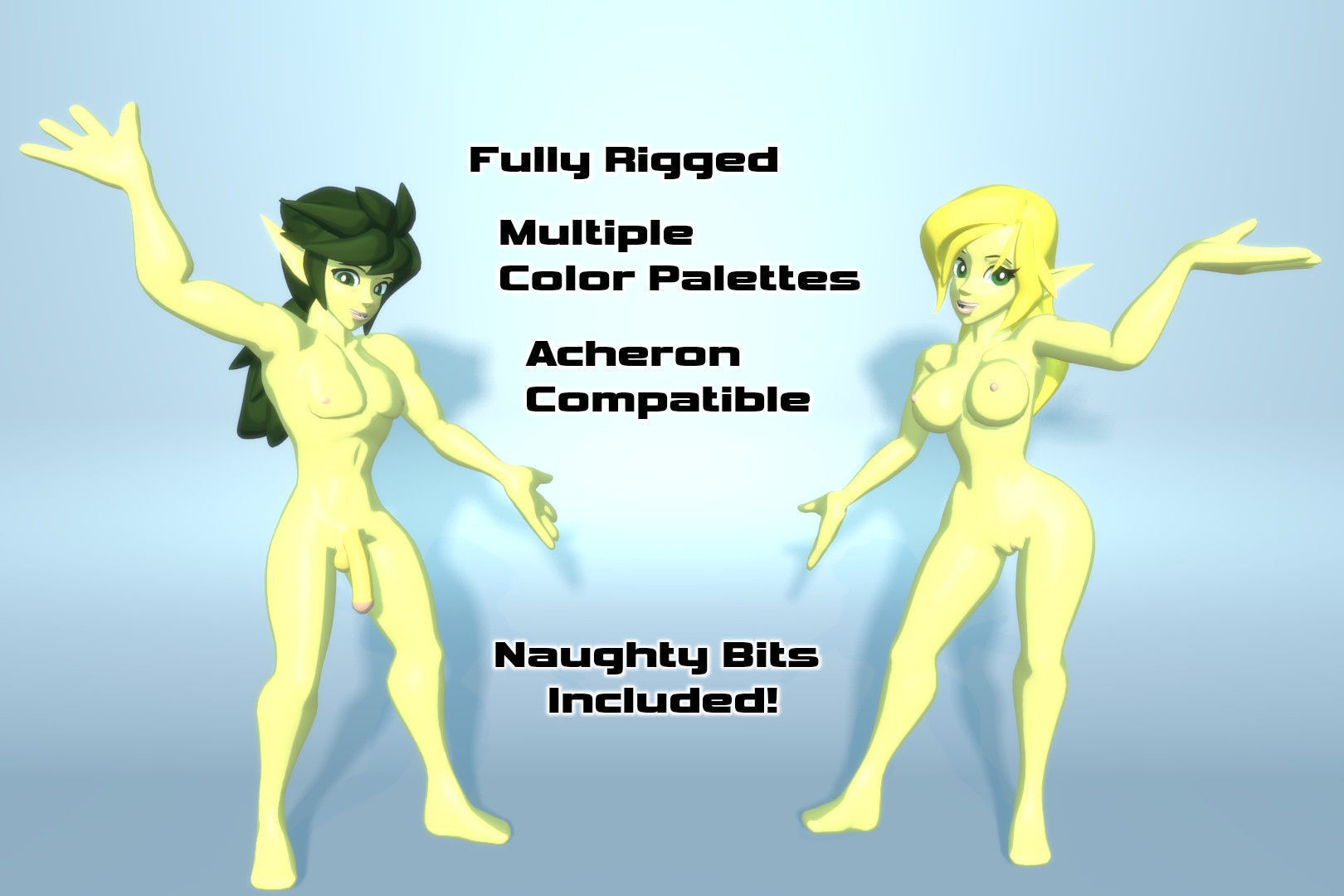 Acheron Elf Nude Low-poly 3D model_1