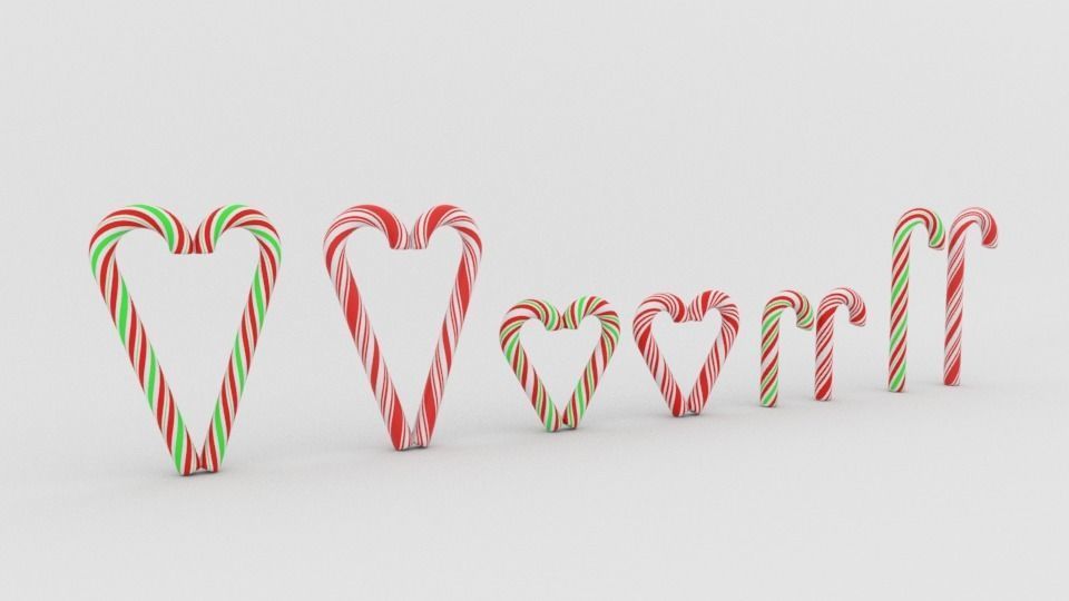 Candy cane 3D model_2