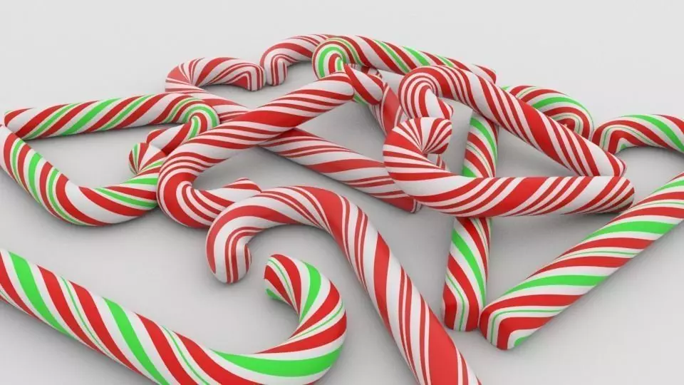 Candy cane 3D model_0