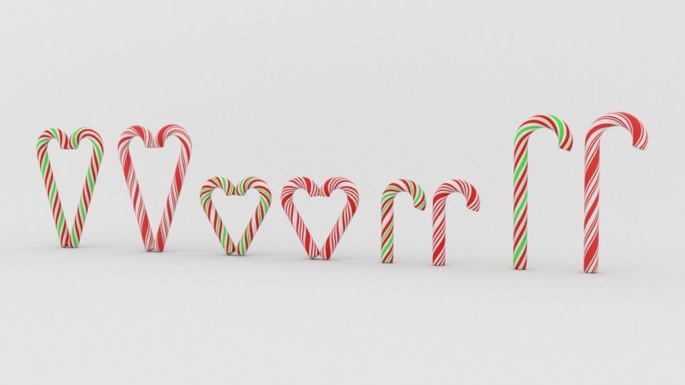 Candy cane 3D model_3