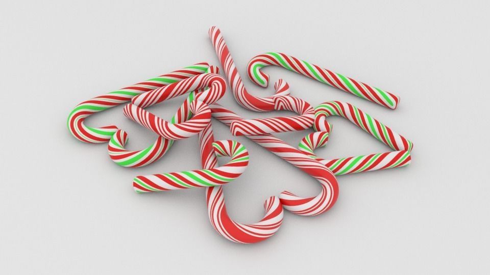 Candy cane 3D model_1
