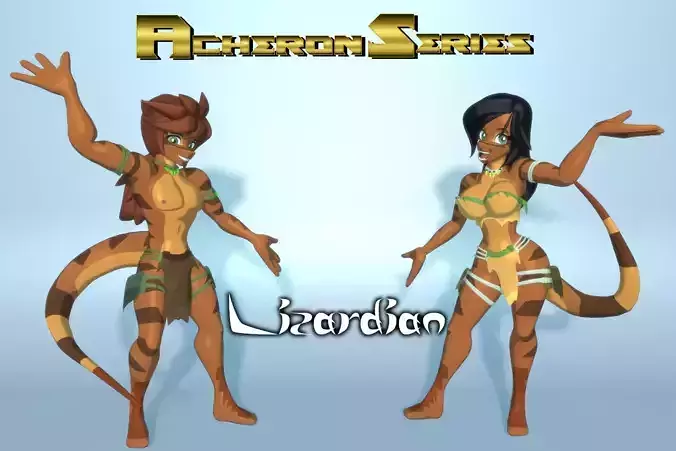 Acheron Lizardian Nude Low-poly 3D model