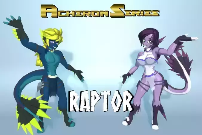Acheron Raptor Nude Low-poly 3D model
