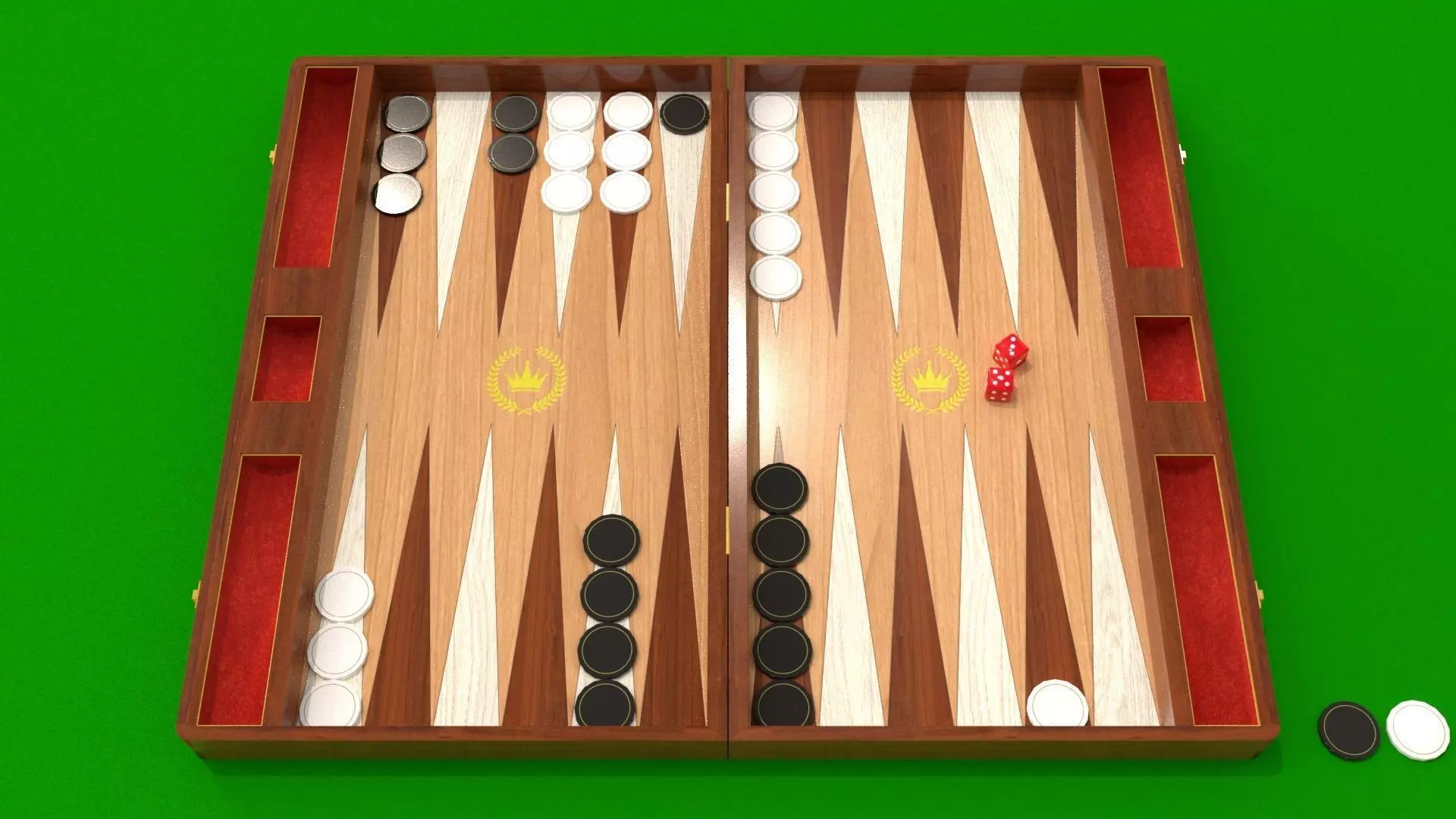 Backgammon low and high poly 3d model Low-poly 3D model
