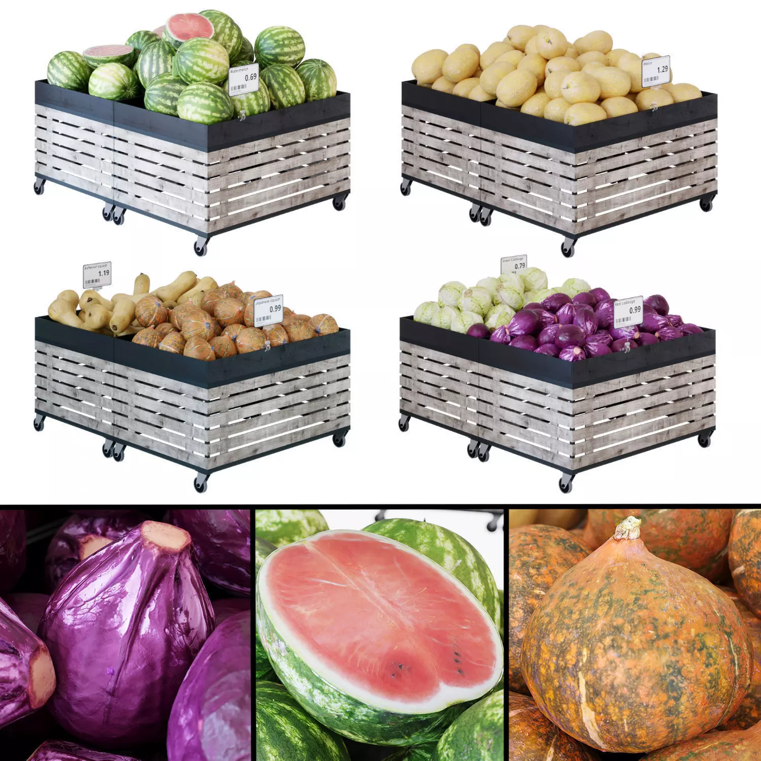 Fruit-Vegetable display racks 3D model_0