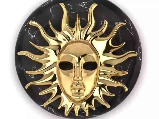 Pendant Sun Face on a round stone