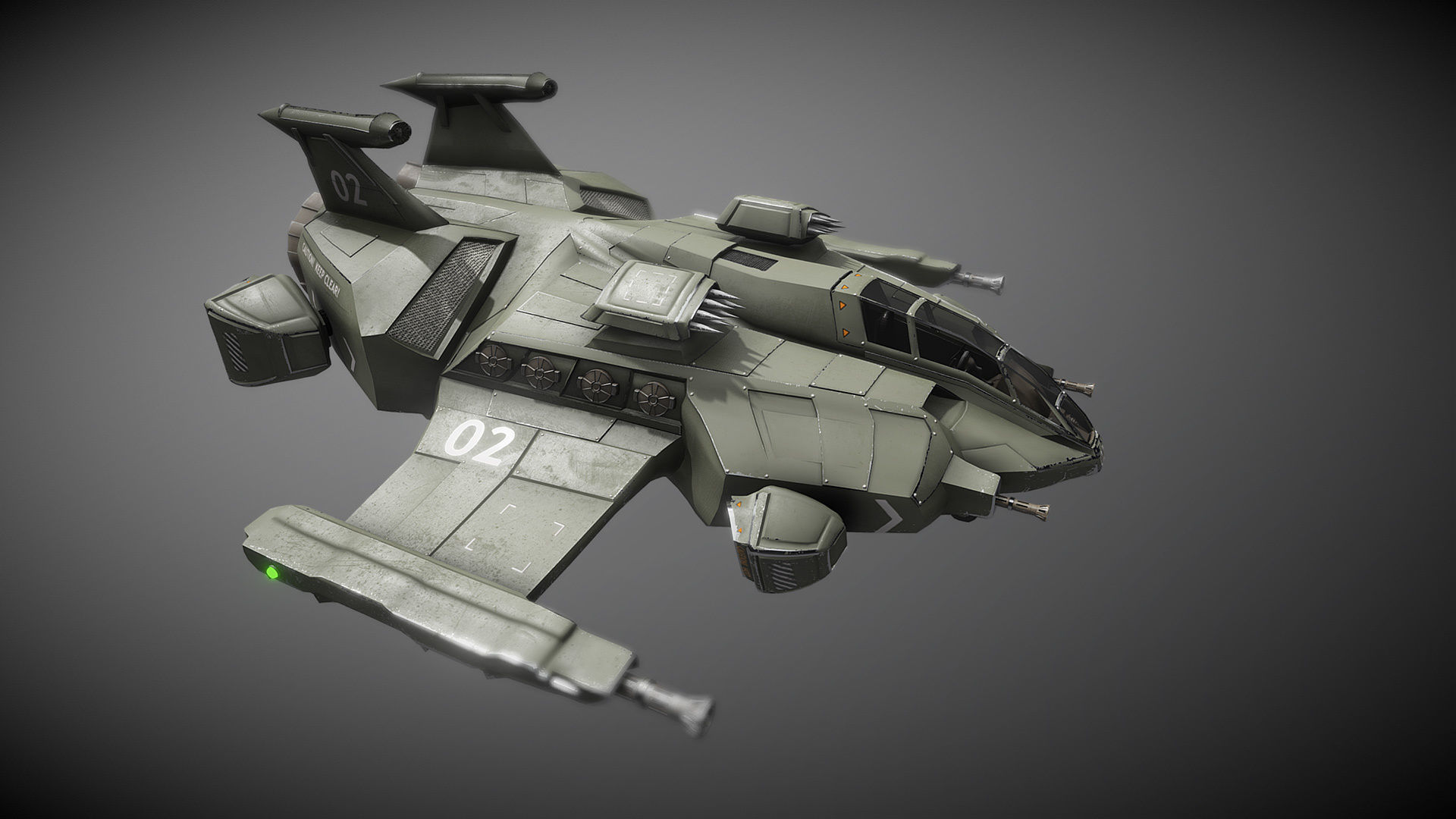 Sci-fi Futuristic Heavy Assault Fighter Low-poly 3D model_6