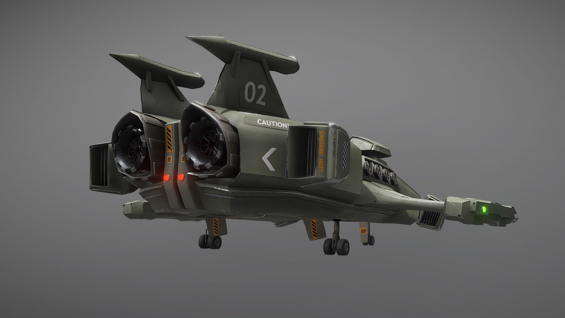 Sci-fi Futuristic Heavy Assault Fighter Low-poly 3D model_19