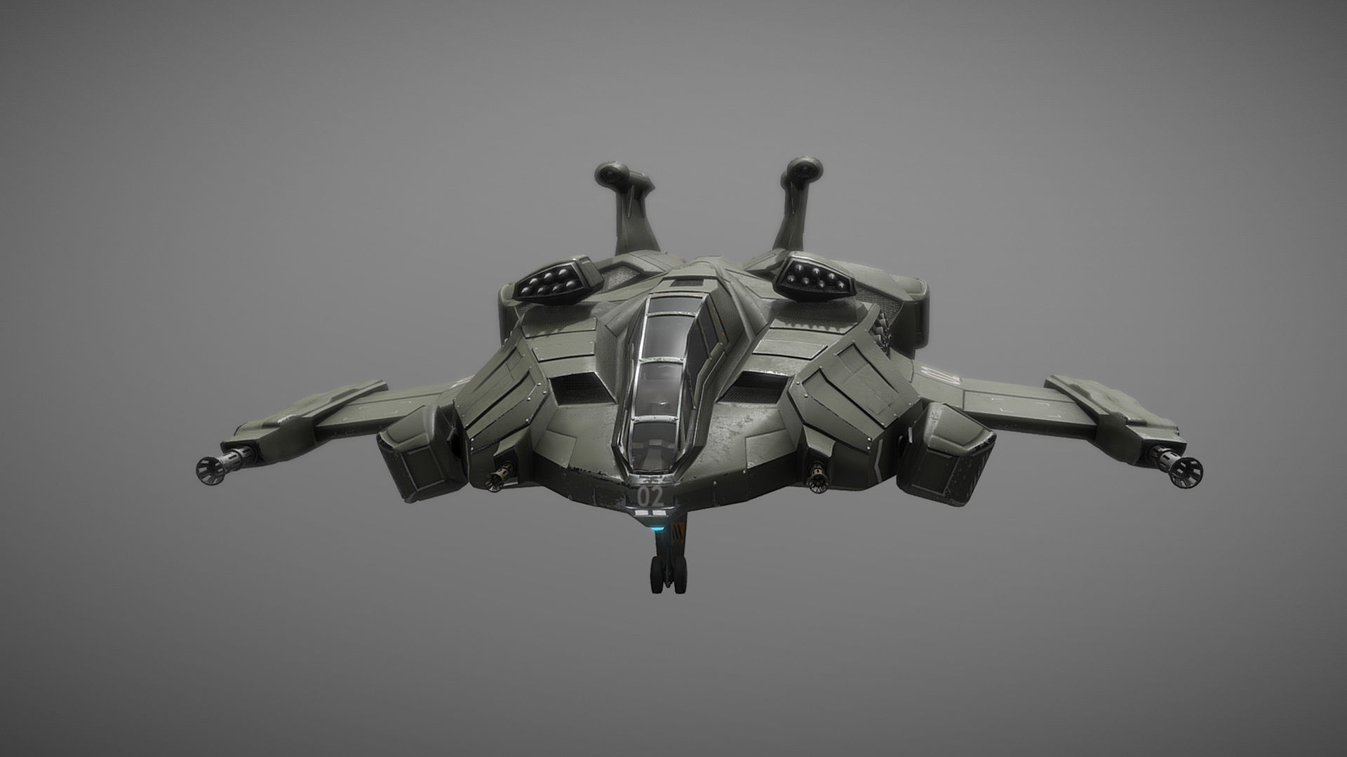 Sci-fi Futuristic Heavy Assault Fighter Low-poly 3D model_9