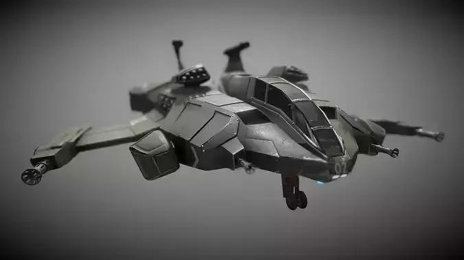 Sci-fi Futuristic Heavy Assault Fighter Low-poly 3D model