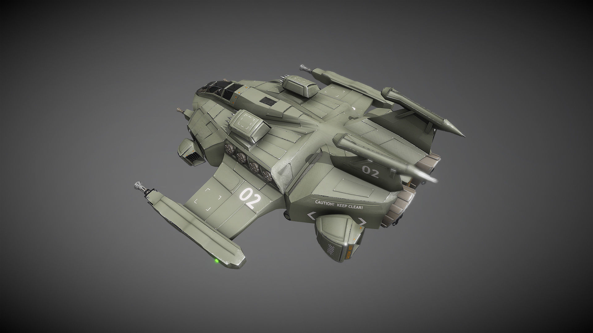 Sci-fi Futuristic Heavy Assault Fighter Low-poly 3D model_10