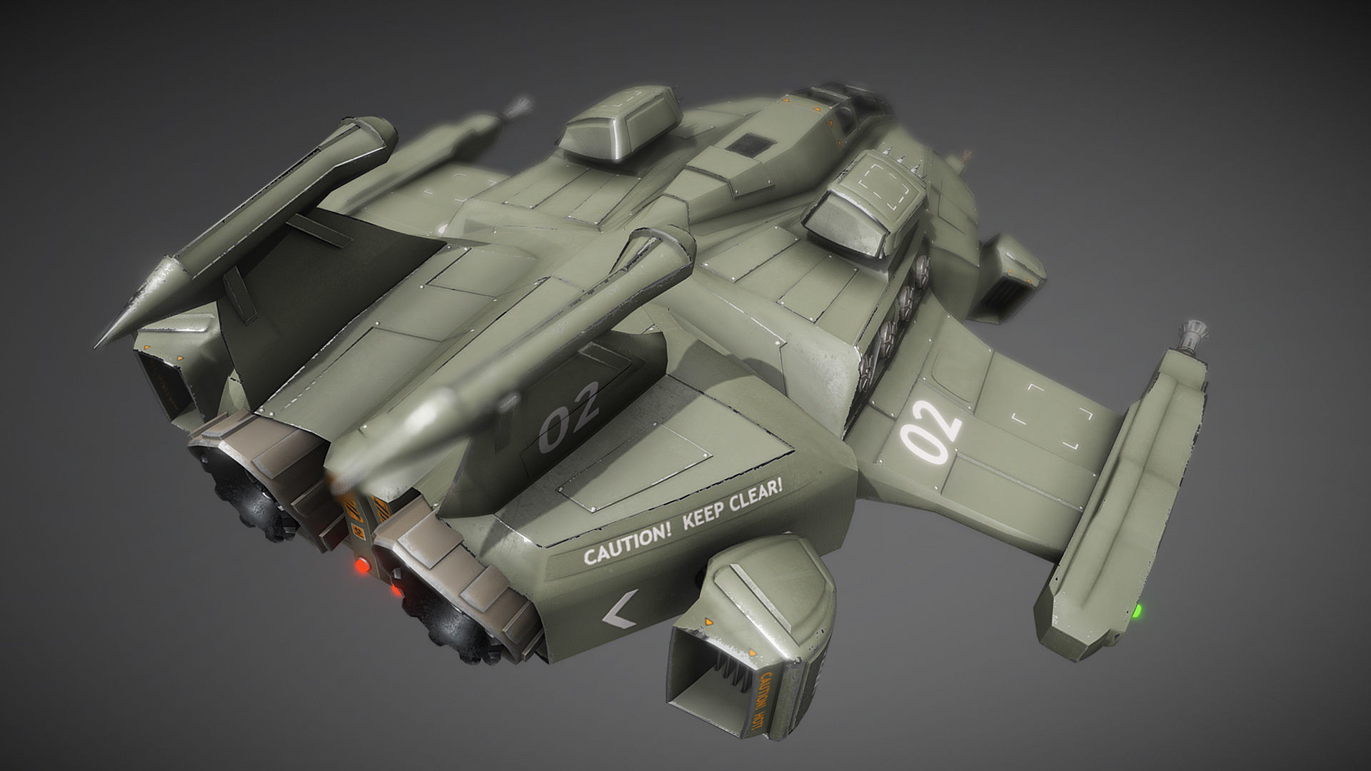 Sci-fi Futuristic Heavy Assault Fighter Low-poly 3D model_18