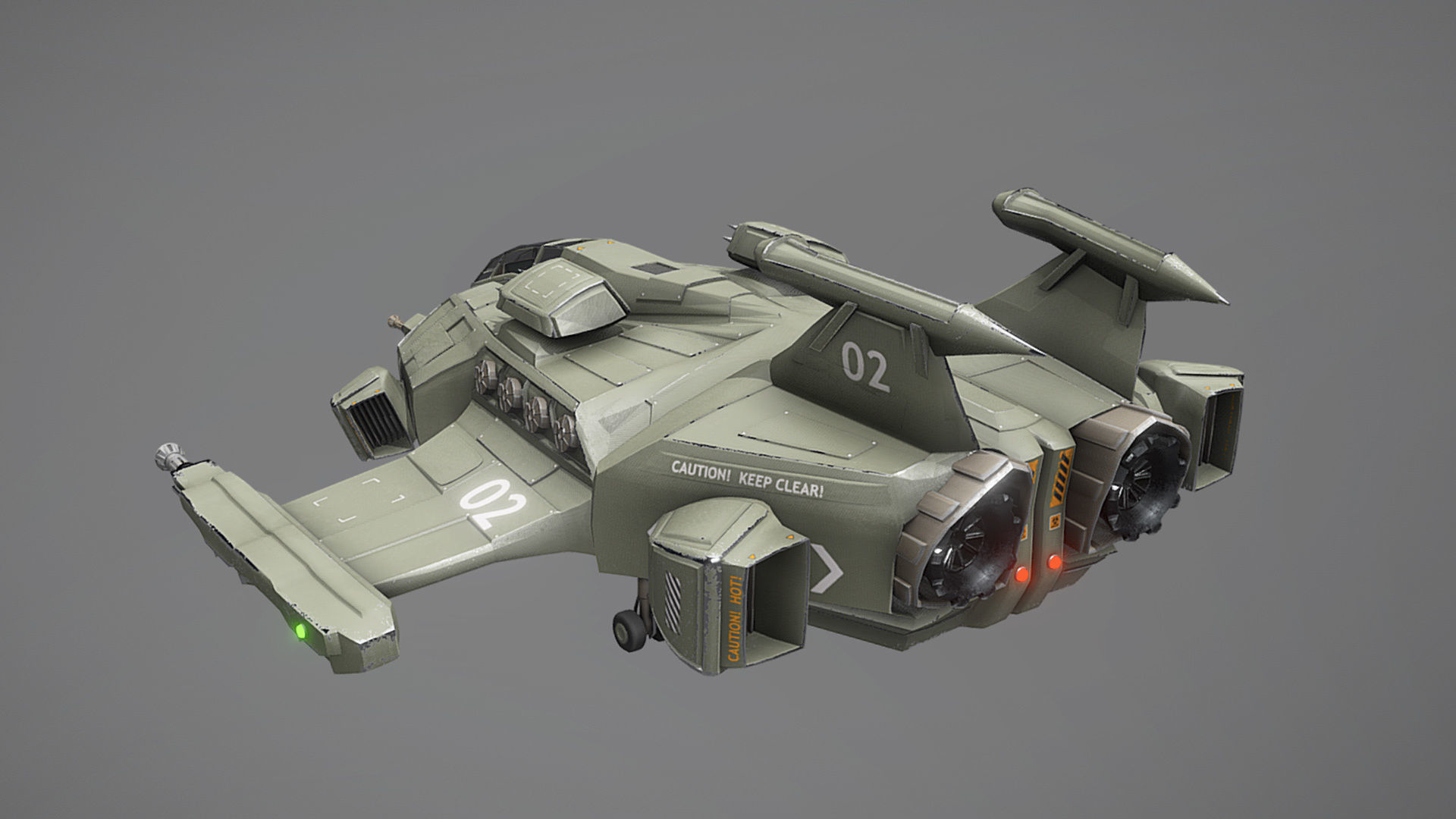 Sci-fi Futuristic Heavy Assault Fighter Low-poly 3D model_16
