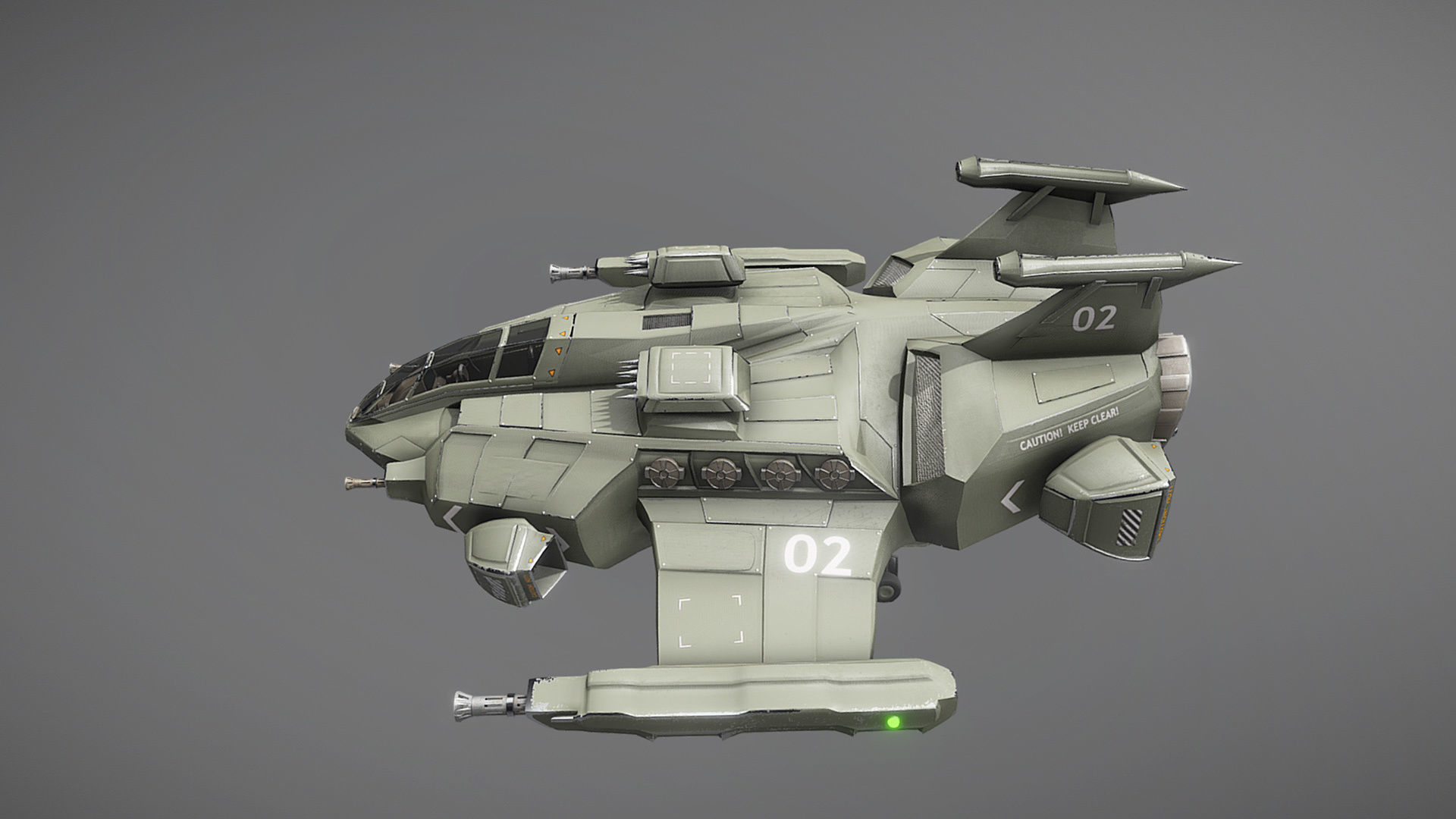 Sci-fi Futuristic Heavy Assault Fighter Low-poly 3D model_17