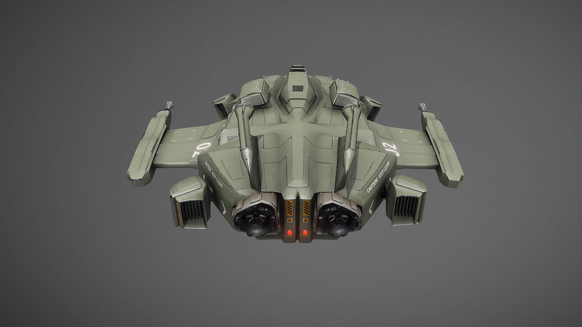 Sci-fi Futuristic Heavy Assault Fighter Low-poly 3D model_13