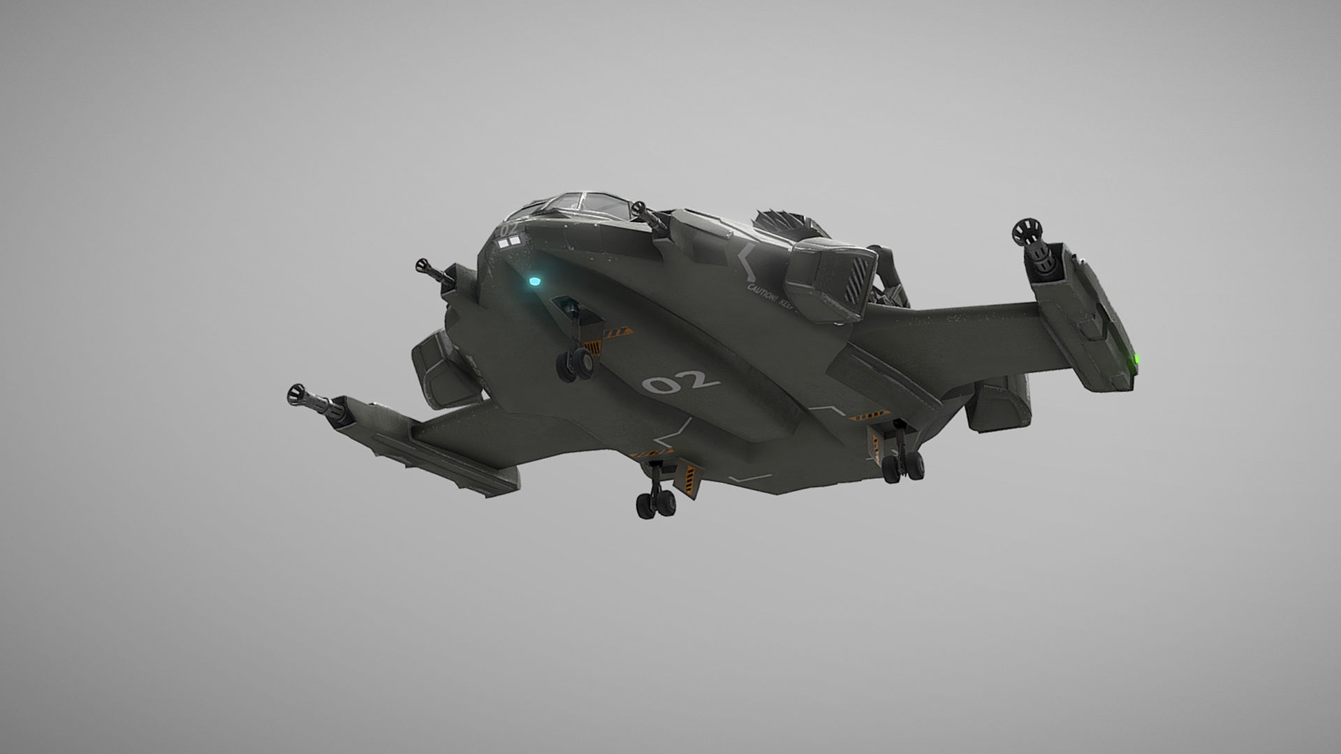 Sci-fi Futuristic Heavy Assault Fighter Low-poly 3D model_14