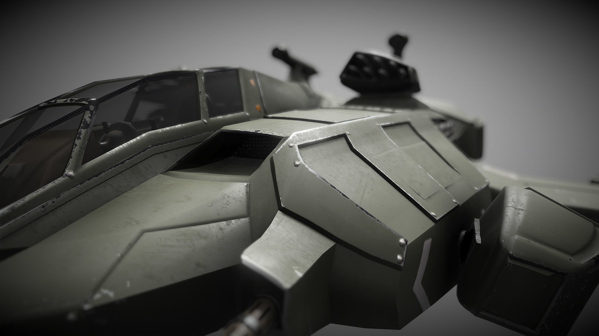 Sci-fi Futuristic Heavy Assault Fighter Low-poly 3D model_4