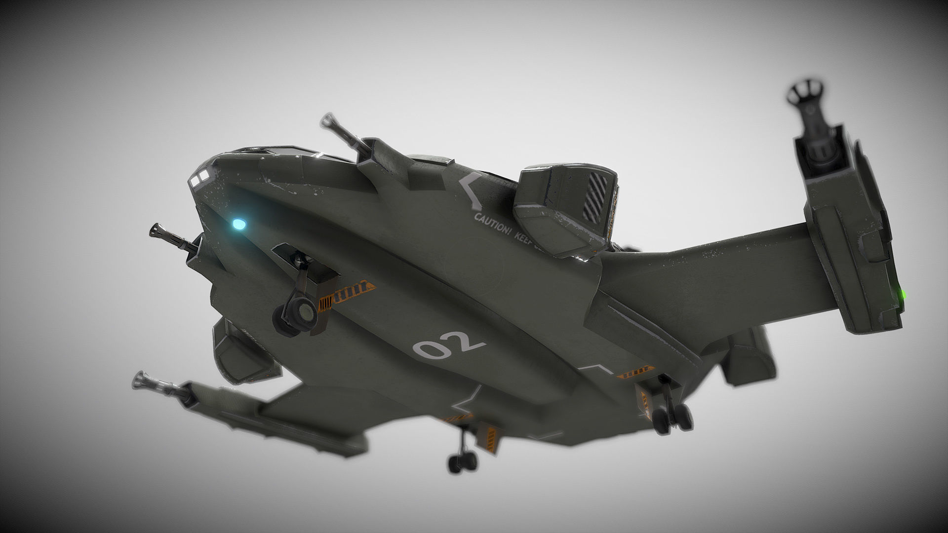 Sci-fi Futuristic Heavy Assault Fighter Low-poly 3D model_5