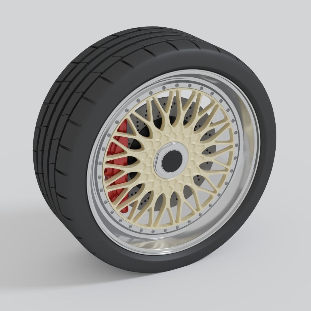 Simple car wheel with brake and tire free 3D model | CGTrader