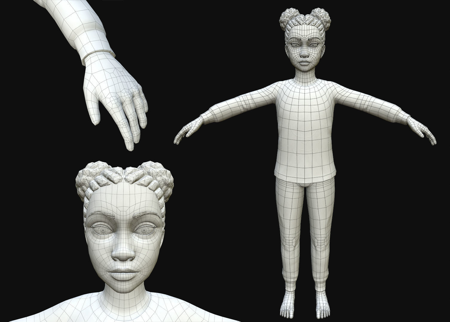 3D model Little black girl - Low Poly - Rigged - PBR VR / AR / low-poly ...