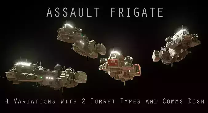 Sci-fi Assault Frigate Low-poly 3D model