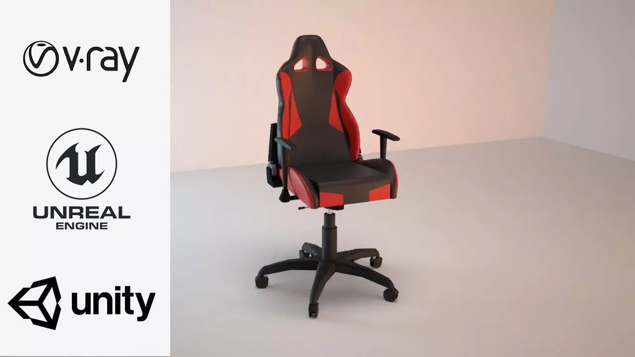 Gaming chair model Low-poly 3D model_0