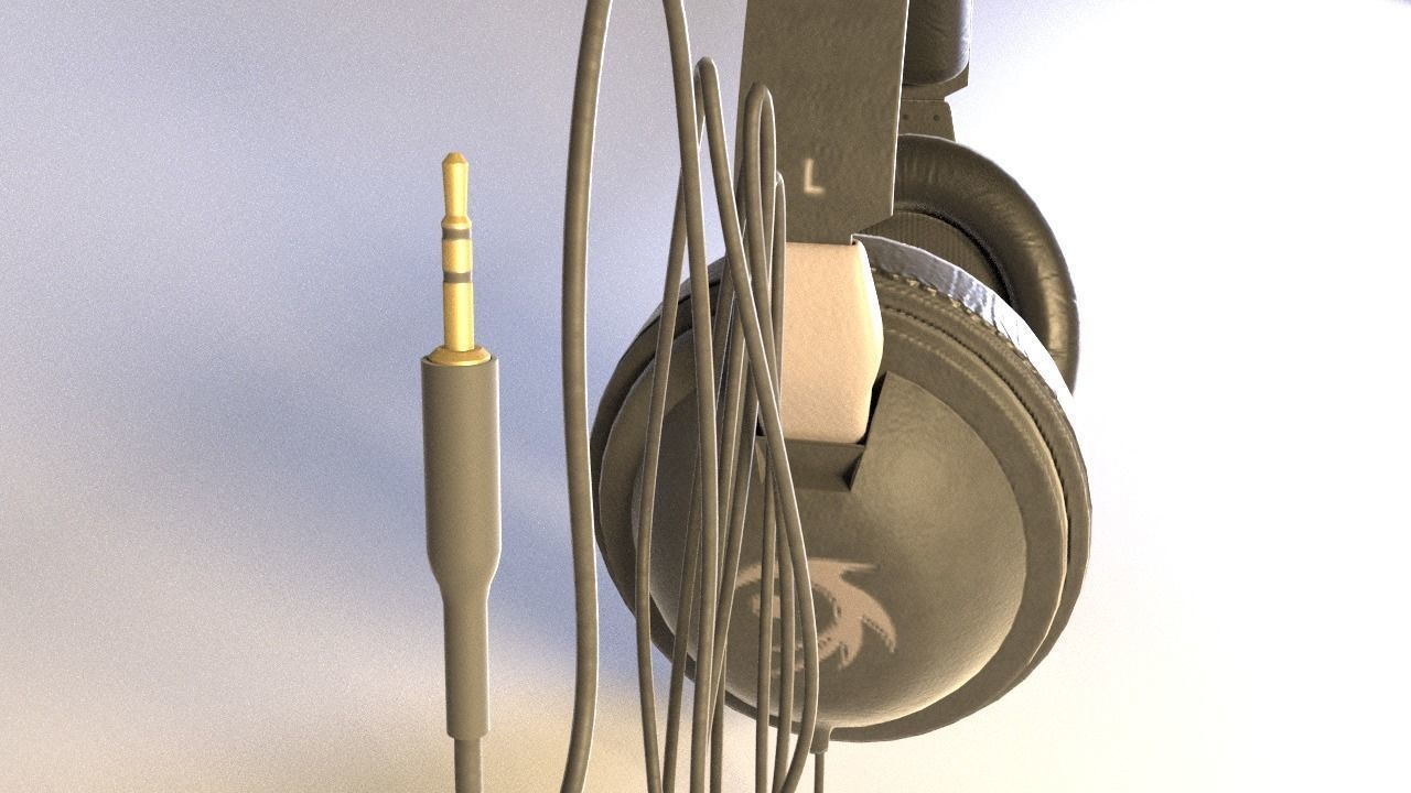 Full size headphones Low-poly 3D model_8
