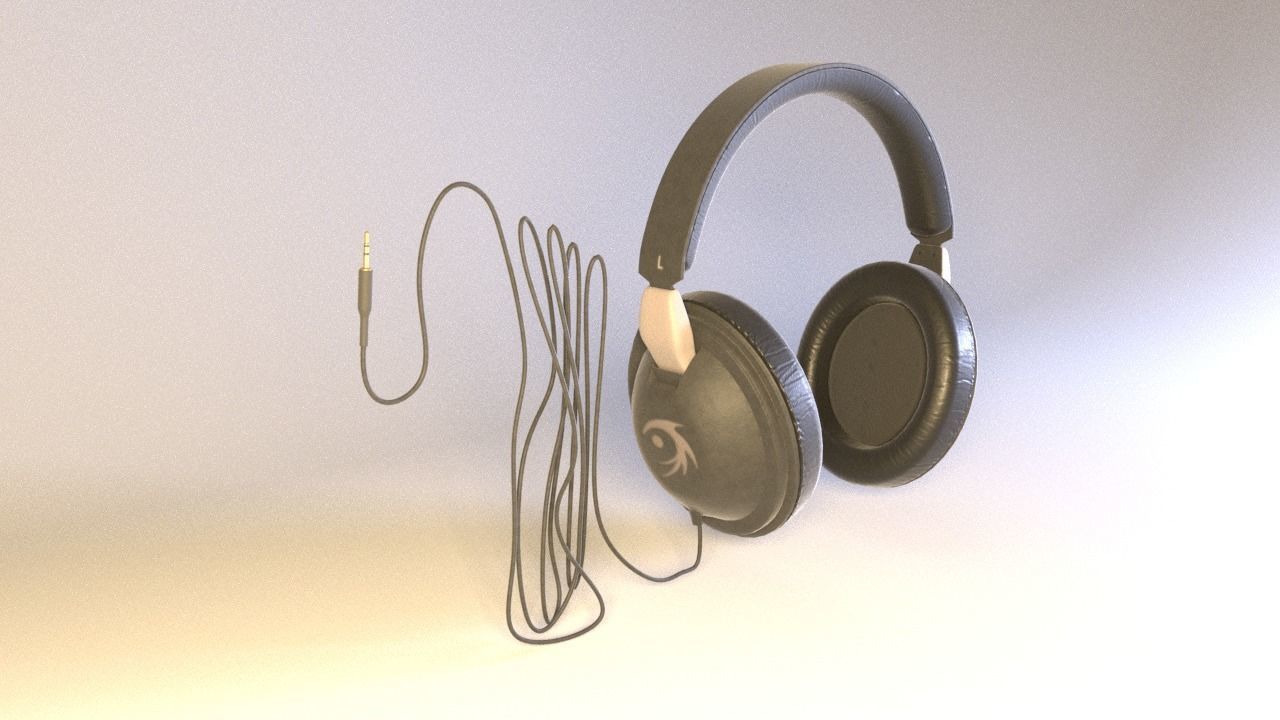 Full size headphones Low-poly 3D model_7