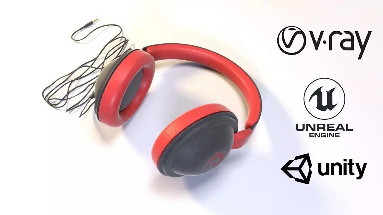 Full size headphones Low-poly 3D model_0