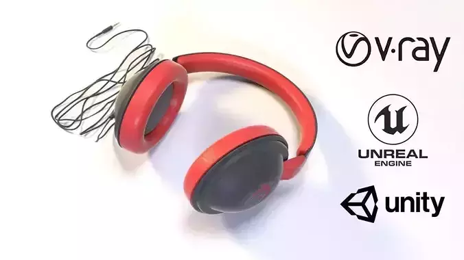 Full size headphones Low-poly 3D model
