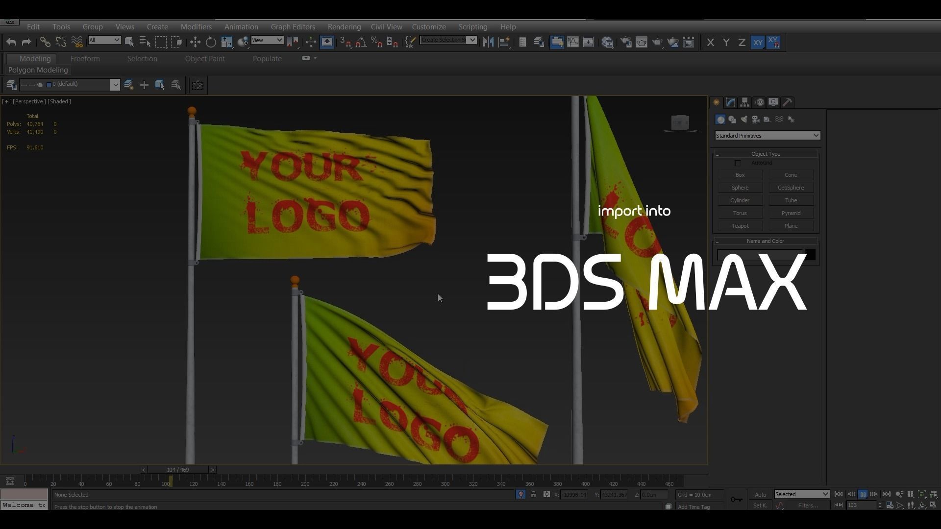 FLAG ANIMATED 3 SPEED OF WIND Low-poly 3D model_6