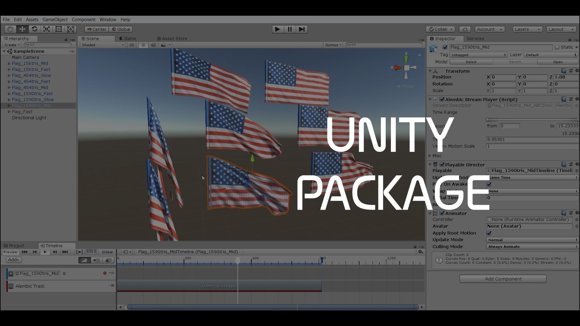 FLAG ANIMATED 3 SPEED OF WIND Low-poly 3D model_10