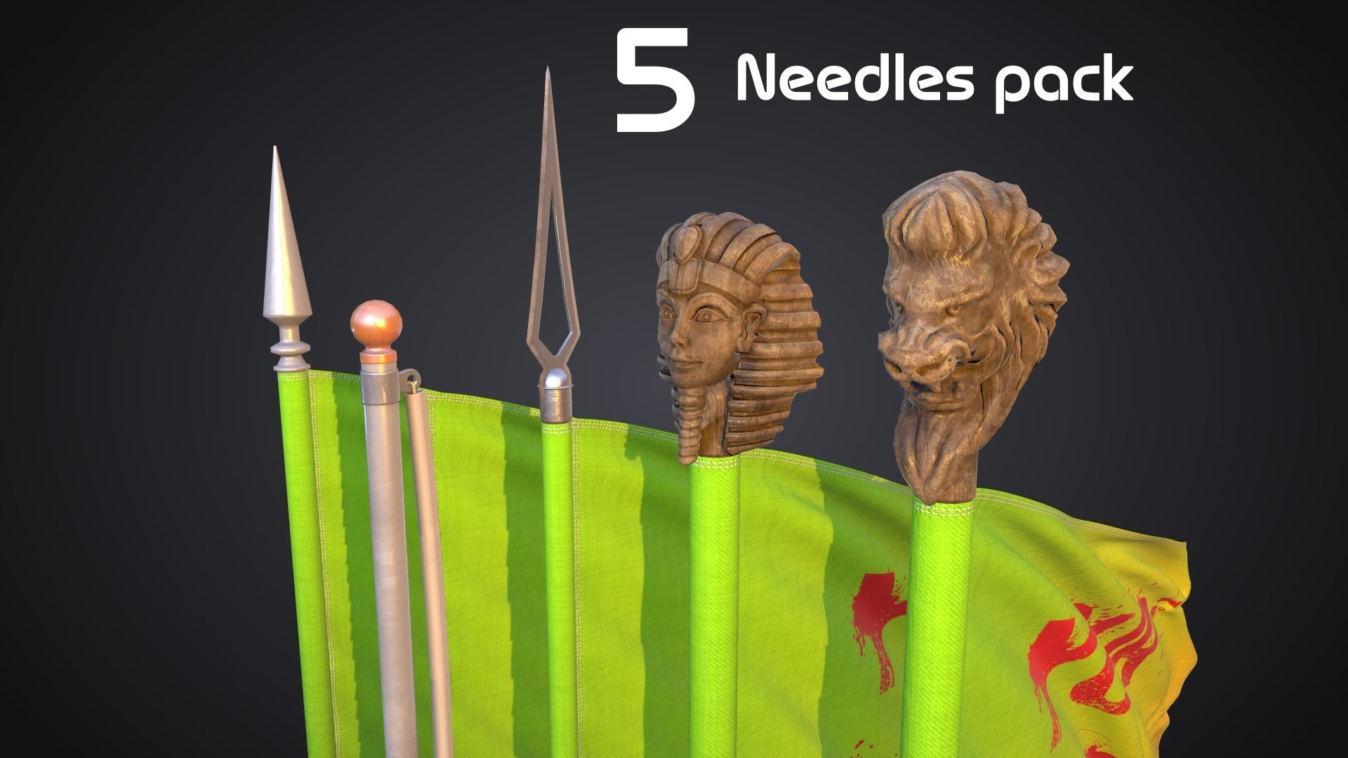 FLAG ANIMATED 3 SPEED OF WIND Low-poly 3D model_5