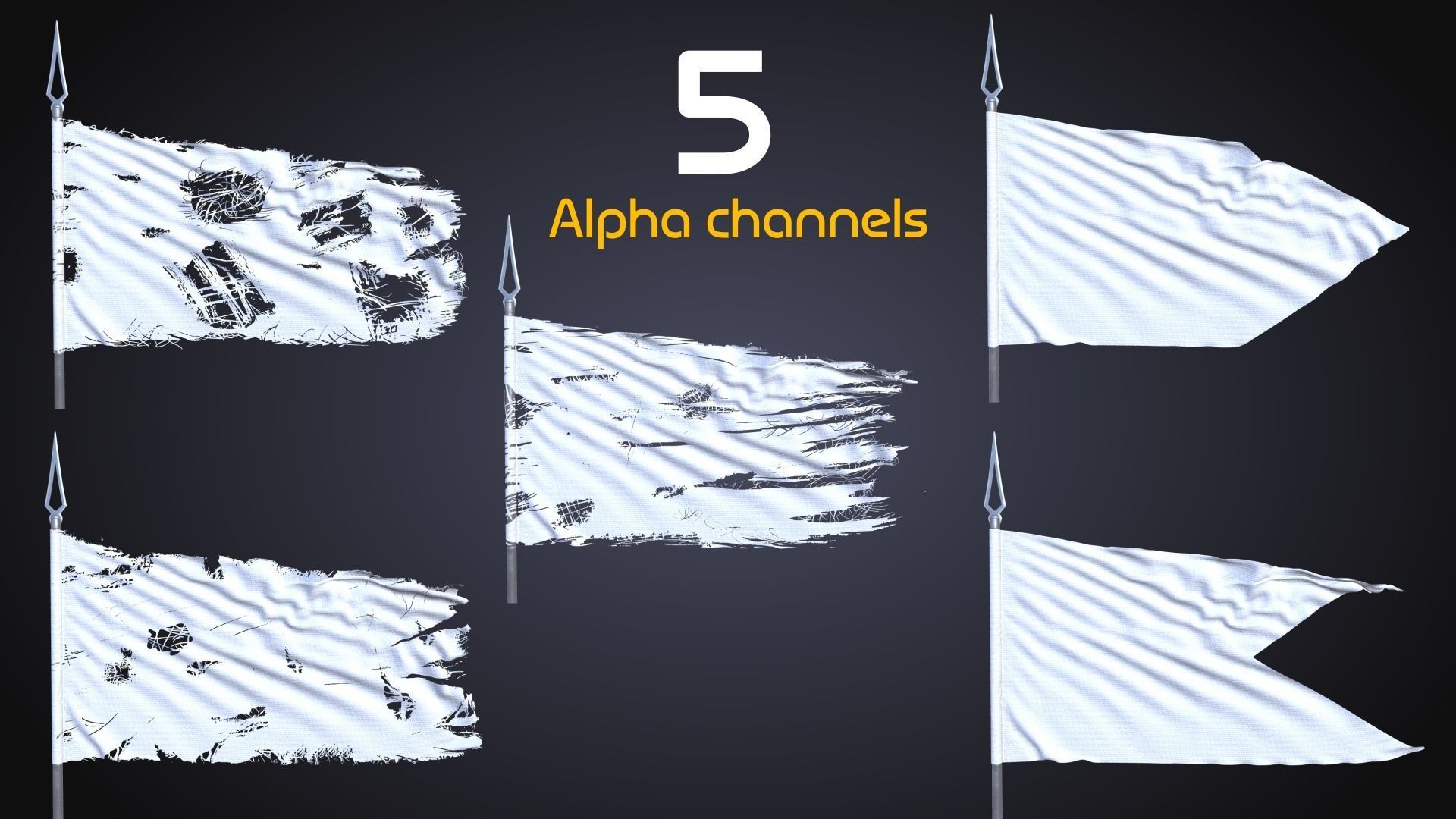 FLAG ANIMATED 3 SPEED OF WIND Low-poly 3D model_3