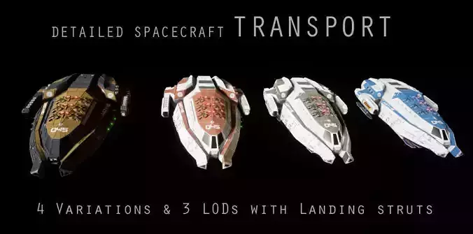 Sci-fi Spaceship Transport Low-poly 3D model