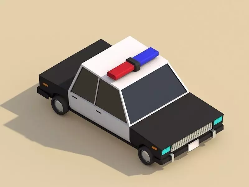 Cartoon Low Poly Police Car 3D model_0