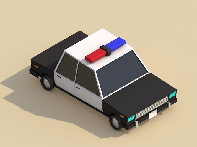 Cartoon Low Poly Police Car 3D model