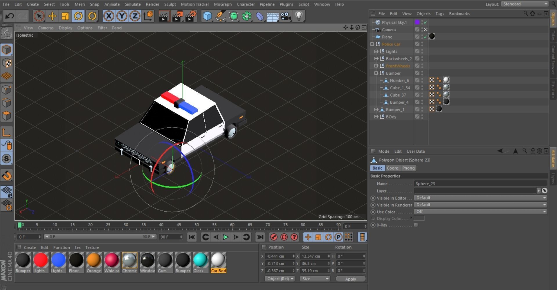 Cartoon Low Poly Police Car 3D model_10