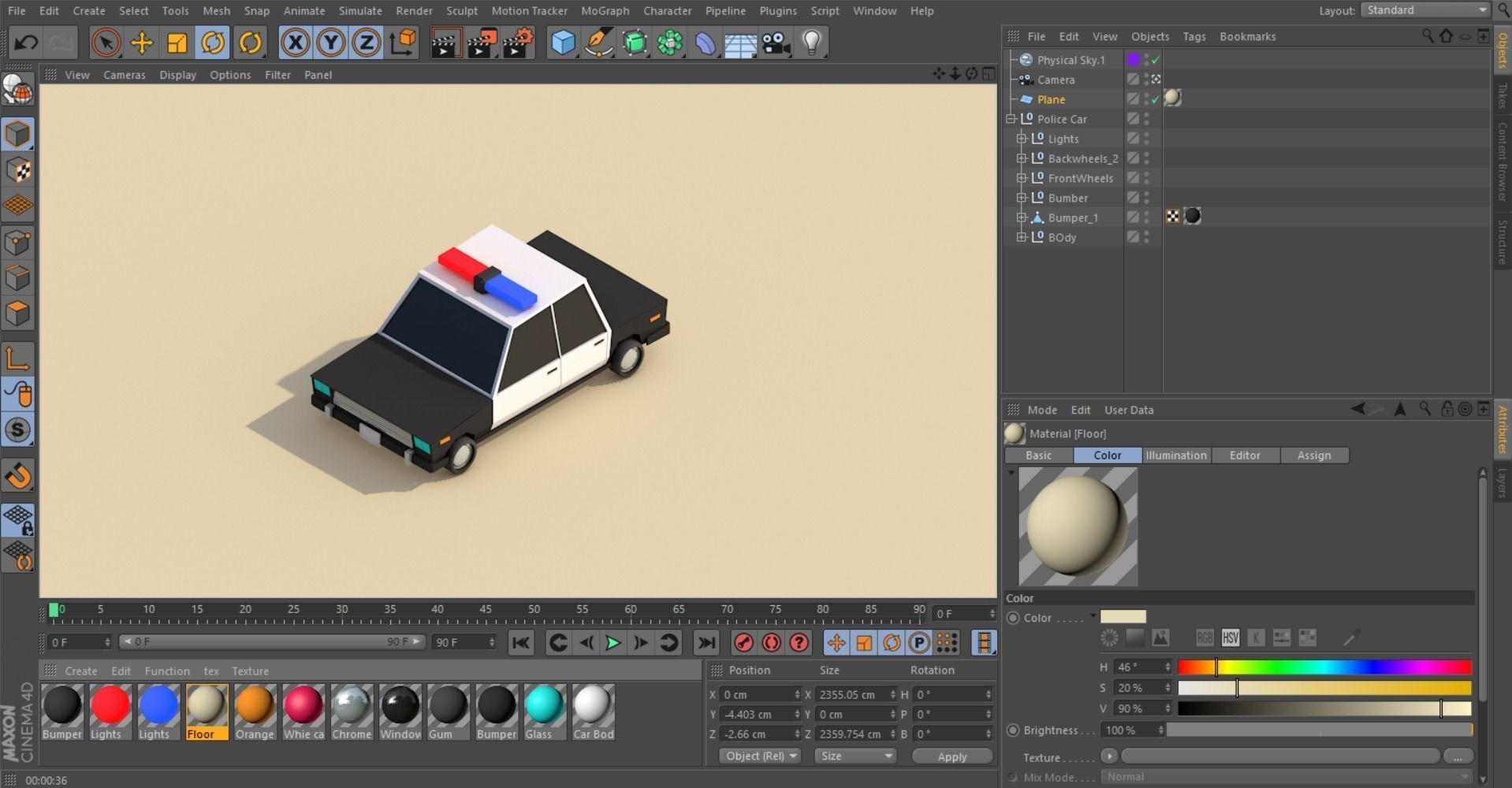 Cartoon Low Poly Police Car 3D model_11
