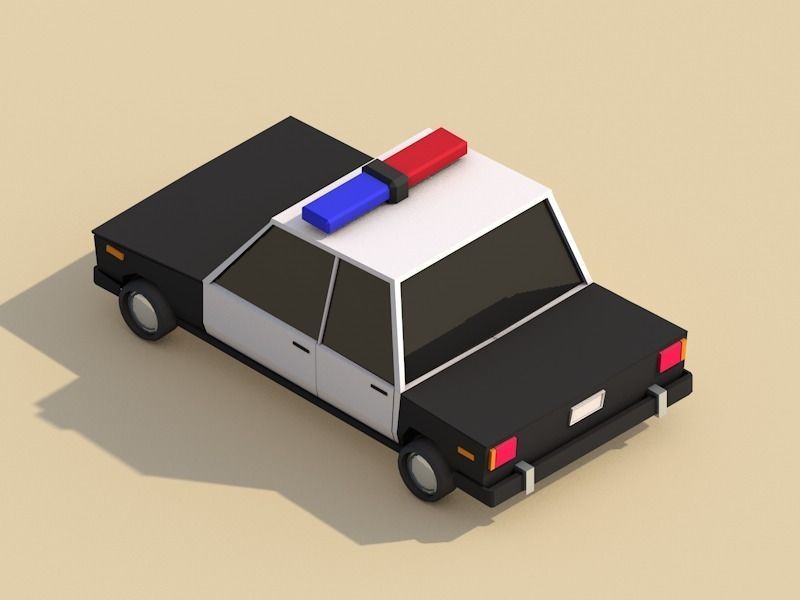 Cartoon Low Poly Police Car 3D model_1