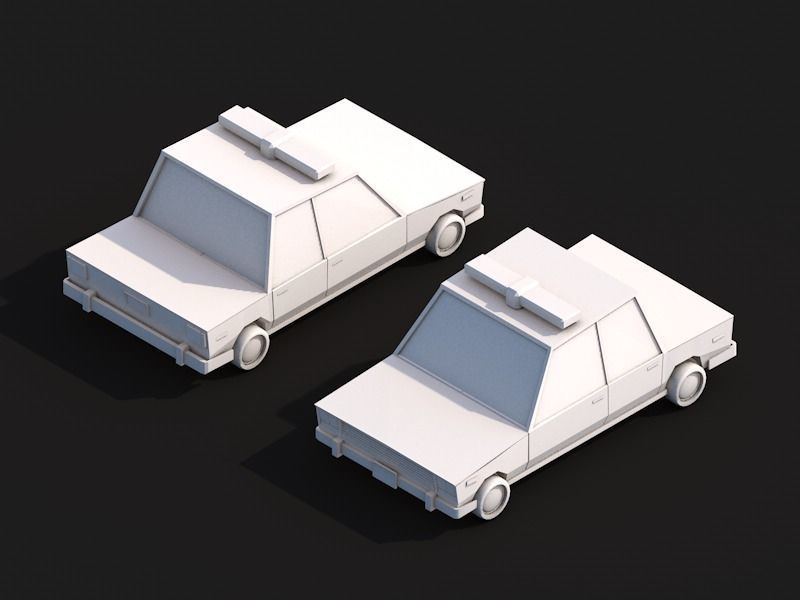 Cartoon Low Poly Police Car 3D model_2