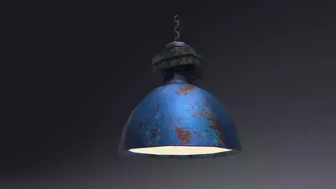 Industrial Light - Factory Lighting with Chain Low-poly 3D model