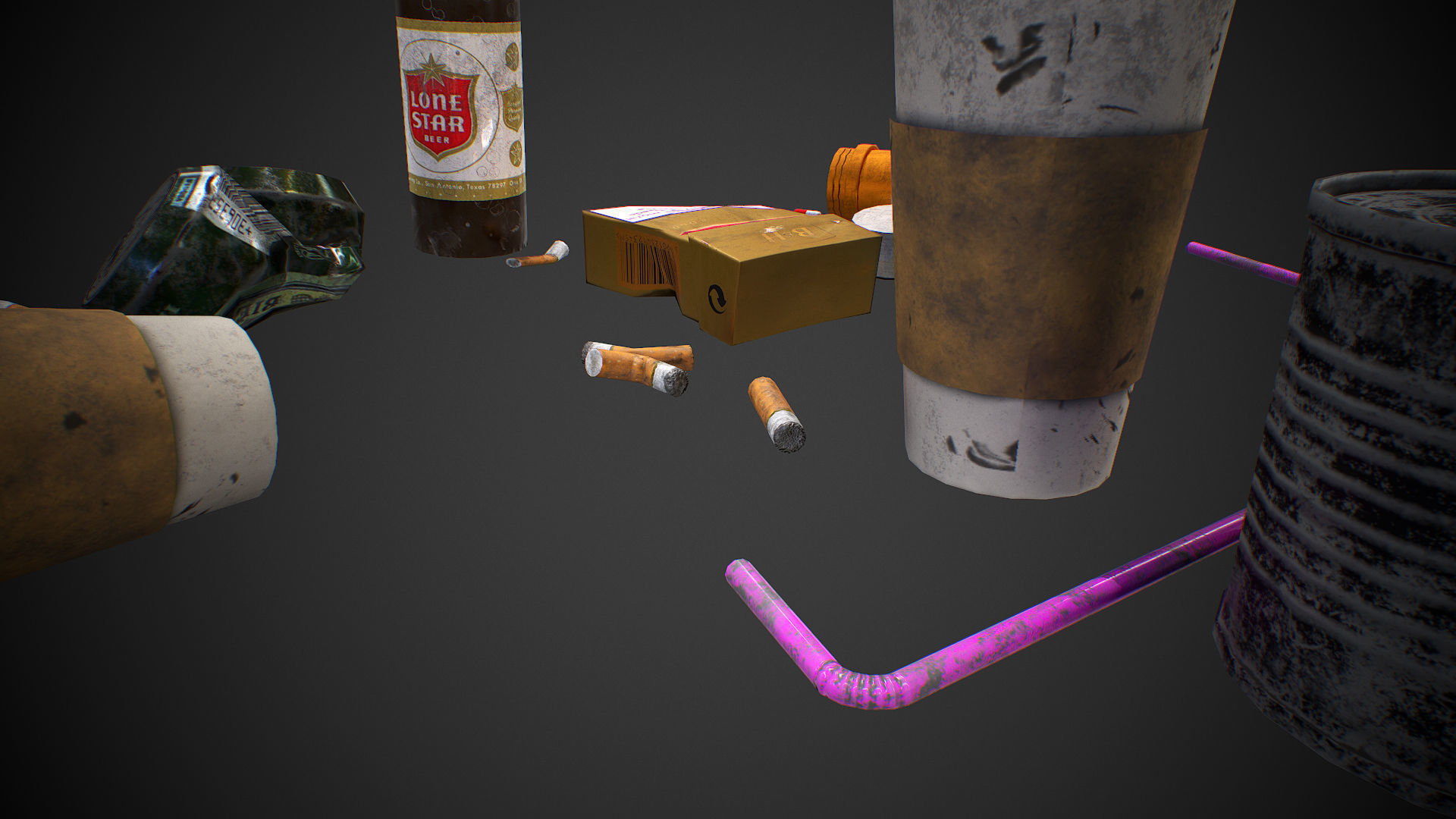 Urban Garbage Small Pack and Trash set Low-poly 3D model_17