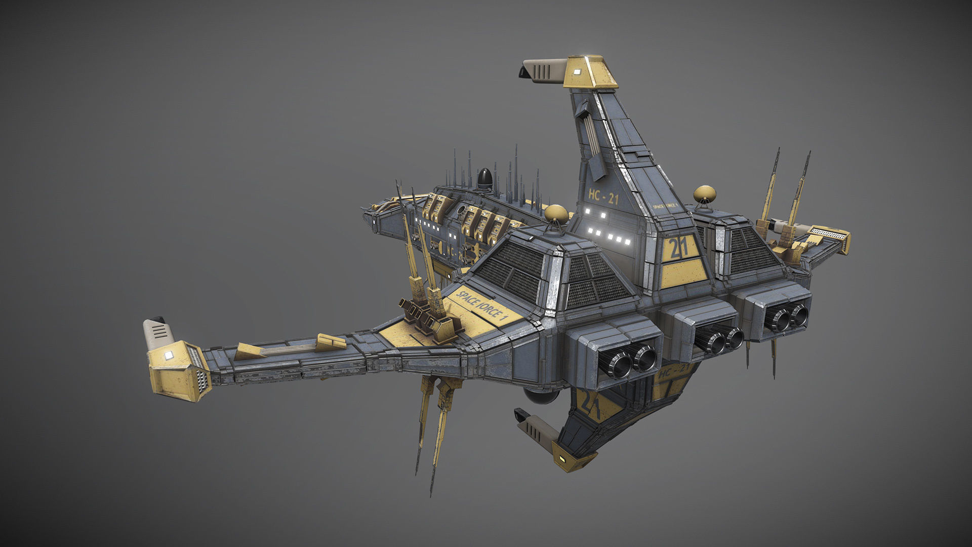 Space Force 1 Cruiser Low-poly 3D model_8