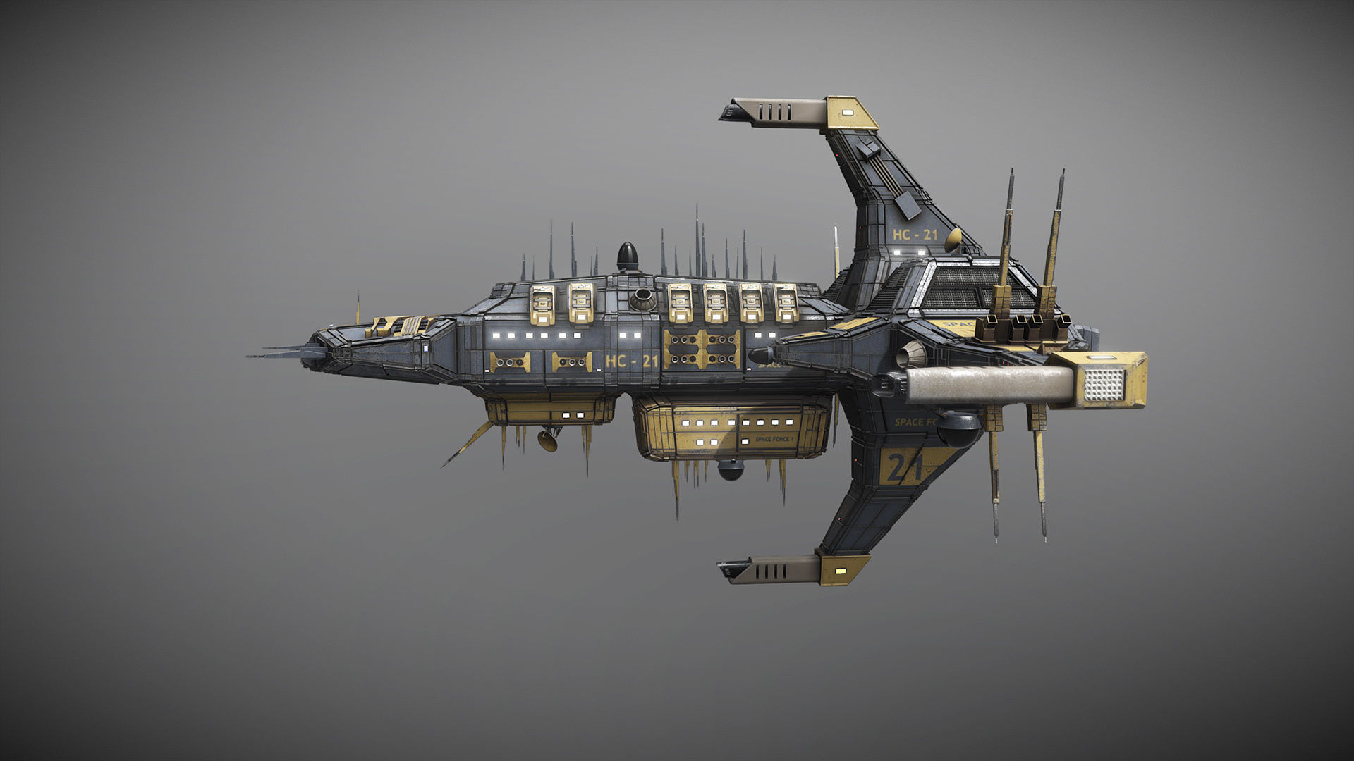 Space Force 1 Cruiser Low-poly 3D model_7